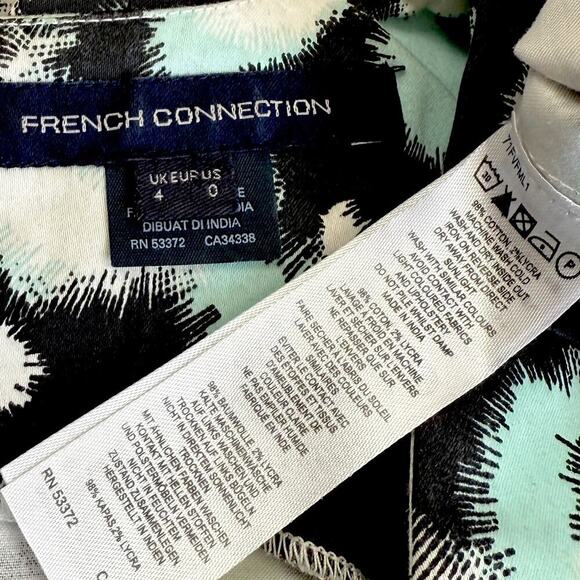 French Connection Abstract Dots Sleeveless V Neck Fit & Flare Mini Dress Size 0 - Picture 12 of 12